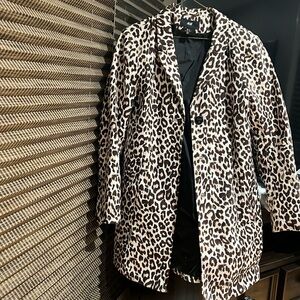 H & M leopard pea coat